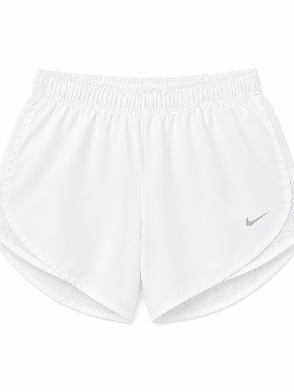 Nike White Women's Athletic Shorts with Silver Swoosh
